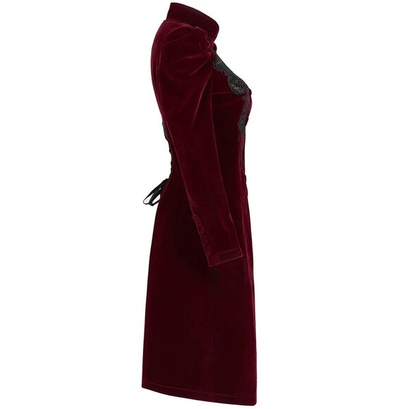 Women's coat Jacket Vespertine Mid Length Coat Red/Maroon Velvet Coat USA - Picture 2 of 8